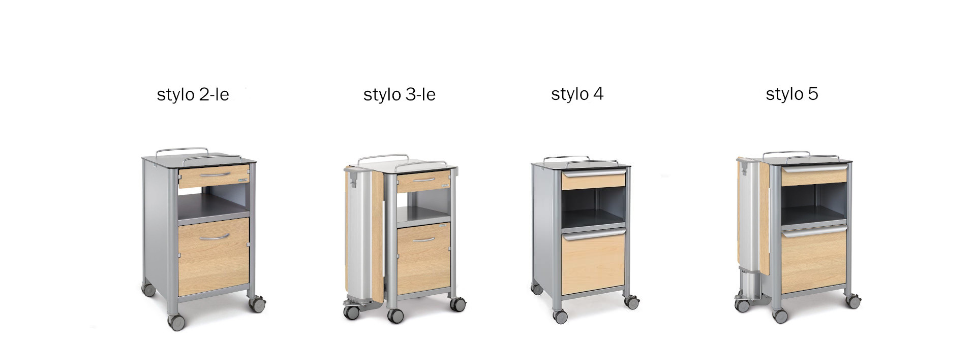 De stylo-nachtkastjesserie combineert een gerieflijk meubeldesign met innovatieve functies en maakt zo praktijkgerichte productvarianten mogelijk.